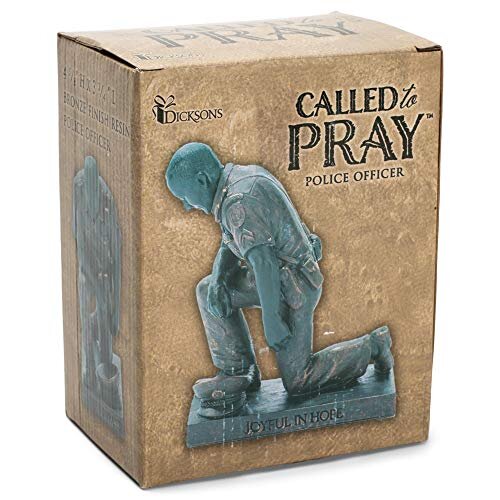 Dicksons Joyful in Hope Praying Police Man 5 inch Gray Resin Stone Table Top Figurine